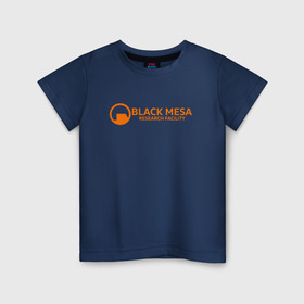 Детская футболка хлопок с принтом HALF-LIFE / BLACK MESA в Белгороде, 100% хлопок | круглый вырез горловины, полуприлегающий силуэт, длина до линии бедер | Тематика изображения на принте: aperture laboratorie | black mesa | gordon freeman | half life | half life 3 | logo | valve | блэк меса | вэлв | гордон фриман | игра | лого | монтировка | фантастика | халф лайф