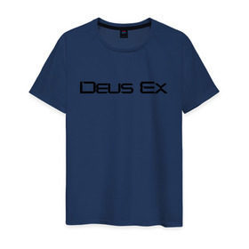 Мужская футболка хлопок с принтом DEUS EX в Белгороде, 100% хлопок | прямой крой, круглый вырез горловины, длина до линии бедер, слегка спущенное плечо. | cyberpunk | deus ex | future | game | будущ | игра | киберпанк