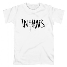 Мужская футболка хлопок с принтом In Flames в Белгороде, 100% хлопок | прямой крой, круглый вырез горловины, длина до линии бедер, слегка спущенное плечо. | alternative | gothenburg | in flames