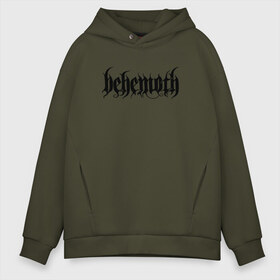 Мужское худи Oversize хлопок с принтом Behemoth в Белгороде, френч-терри — 70% хлопок, 30% полиэстер. Мягкий теплый начес внутри —100% хлопок | боковые карманы, эластичные манжеты и нижняя кромка, капюшон на магнитной кнопке | behemoth | black | blackened death