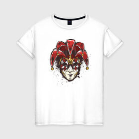 Женская футболка хлопок с принтом Венецианская Маска в Белгороде, 100% хлопок | прямой крой, круглый вырез горловины, длина до линии бедер, слегка спущенное плечо | 