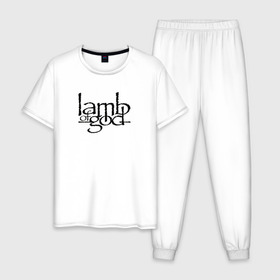Мужская пижама хлопок с принтом Lamb Of God в Белгороде, 100% хлопок | брюки и футболка прямого кроя, без карманов, на брюках мягкая резинка на поясе и по низу штанин
 | groove thrash | lamb of god | usa