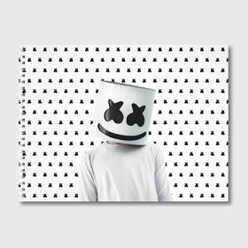 Альбом для рисования с принтом MARSHMELLO White в Белгороде, 100% бумага
 | матовая бумага, плотность 200 мг. | marsh | marshmallow | marshmello | marshmelo | mello | music | smile | диджей | лого | маршмеллов | маршмеллоу | маршмеллу | маршмело | маршмелов | маршмелоу | музыка | музыкант | рожица | трэп | улыбка | хаус