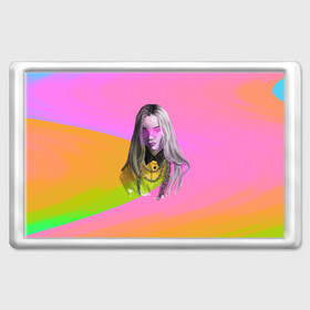 Магнит 45*70 с принтом Billie Eilish в Белгороде, Пластик | Размер: 78*52 мм; Размер печати: 70*45 | billie eilish | lovely | music | ocean eyes | pop | билли айлиш | девушка | музыка | океан | поп | эйлиш | элиш