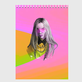 Скетчбук с принтом Billie Eilish в Белгороде, 100% бумага
 | 48 листов, плотность листов — 100 г/м2, плотность картонной обложки — 250 г/м2. Листы скреплены сверху удобной пружинной спиралью | billie eilish | lovely | music | ocean eyes | pop | билли айлиш | девушка | музыка | океан | поп | эйлиш | элиш