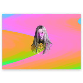 Поздравительная открытка с принтом Billie Eilish в Белгороде, 100% бумага | плотность бумаги 280 г/м2, матовая, на обратной стороне линовка и место для марки
 | billie eilish | lovely | music | ocean eyes | pop | билли айлиш | девушка | музыка | океан | поп | эйлиш | элиш