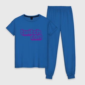 Женская пижама хлопок с принтом TwitchCon в Белгороде, 100% хлопок | брюки и футболка прямого кроя, без карманов, на брюках мягкая резинка на поясе и по низу штанин | 