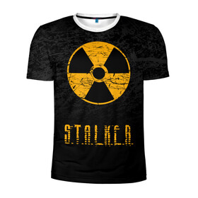 Мужская футболка 3D спортивная с принтом S.T.A.L.K.E.R. в Белгороде, 100% полиэстер с улучшенными характеристиками | приталенный силуэт, круглая горловина, широкие плечи, сужается к линии бедра | anomaly | bandit | chernobyl | logo | pripyat | shadow of chernobyl | stalker | stalker 2 | zone | аномалия | бандиты | зона | лого | меченый | припять | сталкер | сталкер 2 | тени чернобыля | чернобыль | чистое небо