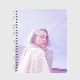 Тетрадь с принтом Pink Billie Eilish в Белгороде, 100% бумага | 48 листов, плотность листов — 60 г/м2, плотность картонной обложки — 250 г/м2. Листы скреплены сбоку удобной пружинной спиралью. Уголки страниц и обложки скругленные. Цвет линий — светло-серый
 | billie eilish | lovely | music | ocean eyes | pop | билли айлиш | девушка | музыка | океан | поп | эйлиш | элиш