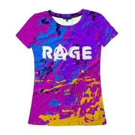 Женская футболка 3D с принтом RAGE 2 в Белгороде, 100% полиэфир ( синтетическое хлопкоподобное полотно) | прямой крой, круглый вырез горловины, длина до линии бедер | apocalypse | game | paints | rage | rage 2 | апокалипсис | безумие | брызги | игра | краски