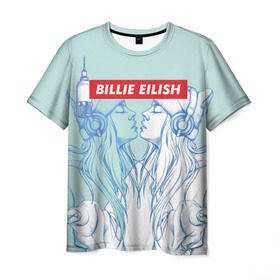 Мужская футболка 3D с принтом Billie Eilish в Белгороде, 100% полиэфир | прямой крой, круглый вырез горловины, длина до линии бедер | billie eilish | lovely | music | ocean eyes | pop | билли айлиш | девушка | музыка | океан | поп | эйлиш | элиш