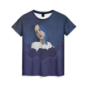 Женская футболка 3D с принтом Billie Eilish Flowers в Белгороде, 100% полиэфир ( синтетическое хлопкоподобное полотно) | прямой крой, круглый вырез горловины, длина до линии бедер | billie eilish | lovely | music | ocean eyes | pop | билли айлиш | девушка | музыка | океан | поп | эйлиш | элиш