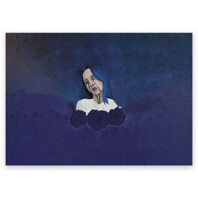 Поздравительная открытка с принтом Billie Eilish Flowers в Белгороде, 100% бумага | плотность бумаги 280 г/м2, матовая, на обратной стороне линовка и место для марки
 | billie eilish | lovely | music | ocean eyes | pop | билли айлиш | девушка | музыка | океан | поп | эйлиш | элиш