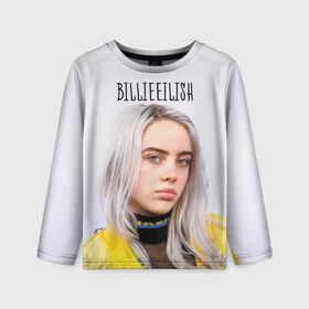 Детский лонгслив 3D с принтом BillieEilish в Белгороде, 100% полиэстер | длинные рукава, круглый вырез горловины, полуприлегающий силуэт
 | billie eilish | lovely | music | ocean eyes | pop | билли айлиш | девушка | музыка | океан | поп | эйлиш | элиш