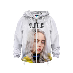 Детская ветровка 3D с принтом BillieEilish в Белгороде, 100% полиэстер | подол и капюшон оформлены резинкой с фиксаторами, по бокам два кармана без застежек, один потайной карман на груди | billie eilish | lovely | music | ocean eyes | pop | билли айлиш | девушка | музыка | океан | поп | эйлиш | элиш