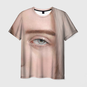 Мужская футболка 3D с принтом Ocean Eyes в Белгороде, 100% полиэфир | прямой крой, круглый вырез горловины, длина до линии бедер | billie eilish | lovely | music | ocean eyes | pop | билли айлиш | девушка | музыка | океан | поп | эйлиш | элиш