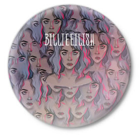 Значок с принтом Billie Eilish в Белгороде,  металл | круглая форма, металлическая застежка в виде булавки | billie eilish | lovely | music | ocean eyes | pop | билли айлиш | девушка | музыка | океан | поп | эйлиш | элиш