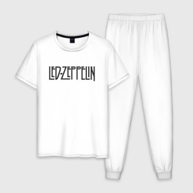 Мужская пижама хлопок с принтом Led Zeppelin в Белгороде, 100% хлопок | брюки и футболка прямого кроя, без карманов, на брюках мягкая резинка на поясе и по низу штанин
 | blues rock | heavy | led zeppelin | progressive hard rock