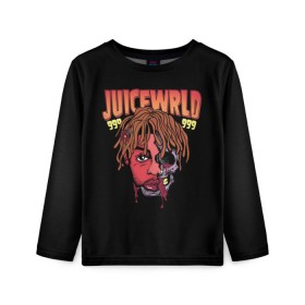 Детский лонгслив 3D с принтом Juice WRLD в Белгороде, 100% полиэстер | длинные рукава, круглый вырез горловины, полуприлегающий силуэт
 | dreams | jucie | juice | lucid | rap | world | wrld | американский | ворлд | врлд | джус | реп | репер | рэп | рэпер