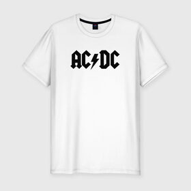 Мужская футболка премиум с принтом AC/DC в Белгороде, 92% хлопок, 8% лайкра | приталенный силуэт, круглый вырез ворота, длина до линии бедра, короткий рукав | Тематика изображения на принте: ac dc | blues rock | hard rock