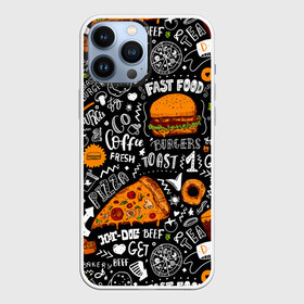 Чехол для iPhone 13 Pro Max с принтом Fast food в Белгороде,  |  | Тематика изображения на принте: fast | food | hambu | булочка | бутерброды | быстрое | гамбургеры | графика | еда | зелень | иллюстрация | картинка | кунжут | мода | мясо | надпись | орнамент | питание | пицца | пончики | рисунок | свежий