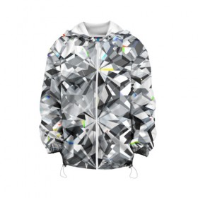 Детская куртка 3D с принтом Бриллиантовое мерцание в Белгороде, 100% полиэстер | застежка — молния, подол и капюшон оформлены резинкой с фиксаторами, по бокам — два кармана без застежек, один потайной карман на груди, плотность верхнего слоя — 90 г/м2; плотность флисового подклада — 260 г/м2 | Тематика изображения на принте: diamond | facets | glitter | highlights | precious | shimmer | sto | абстракция | блеск | блики | бриллиантовое | геометрический | грани | графика | драгоценный | иллюстрация | искусство | камень | картинка | мерцание | мода