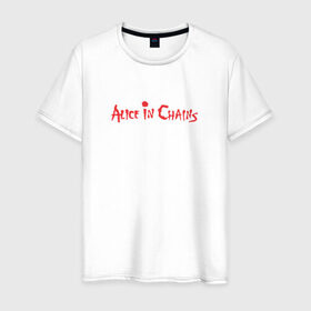 Мужская футболка хлопок с принтом Alice In Chains в Белгороде, 100% хлопок | прямой крой, круглый вырез горловины, длина до линии бедер, слегка спущенное плечо. | Тематика изображения на принте: alice in chains | grunge | heavy