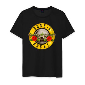 Мужская футболка хлопок с принтом Guns N` Roses в Белгороде, 100% хлопок | прямой крой, круглый вырез горловины, длина до линии бедер, слегка спущенное плечо. | guns n roses | hard rock