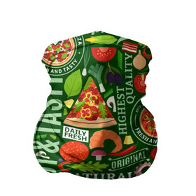 Бандана-труба 3D с принтом Итальянская пицца в Белгороде, 100% полиэстер, ткань с особыми свойствами — Activecool | плотность 150‒180 г/м2; хорошо тянется, но сохраняет форму | бекон | вкусная | волны | грибы | доля | еда | зелень | ингредиенты | искусство | италия | итальянская | ковёр | колбаса | кори | креветки | курица | лук | мясо | натуральная | оливки | орнамент | перец