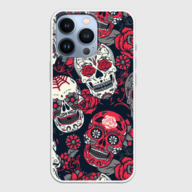 Чехол для iPhone 13 Pro с принтом Мексиканские черепа в Белгороде,  |  | графика | день мертвых | знак | иллюстрация | искусство | картинка | мексика | мексиканские | мода | национальный | орнамент | паутина | поминки | праздник | рисунок | розы | ромашки | символ | стиль