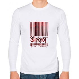 Мужской лонгслив хлопок с принтом Slipknot в Белгороде, 100% хлопок |  | code | metal | music | rock | штрих | штрихкод