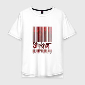 Мужская футболка хлопок Oversize с принтом Slipknot в Белгороде, 100% хлопок | свободный крой, круглый ворот, “спинка” длиннее передней части | Тематика изображения на принте: code | metal | music | rock | штрих | штрихкод
