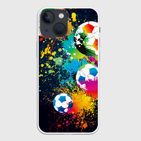 Чехол для iPhone 13 mini с принтом Футбольные мячи в Белгороде,  |  | ball | cov | football | leather | soccer | болельщик | брызги | графика | иллюстрация | картинка | кожа | краски | мода | мяч | покрытие | пятна | радуга | рисунок | сила | скорость | спорт | спортсмен | стиль | фанат | фон