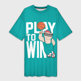 Платье-футболка 3D с принтом Play to win в Белгороде,  |  | баскетбол | баскетбольный | бейсболка | графика | животное | зелёный | играй | иллюстрация | картинка | комбинезон | кот | кроссовки | крутит | мода | мяч | на пальце | надпись | очки | победы | ради
