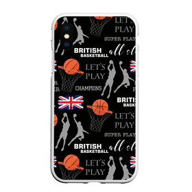 Чехол для iPhone XS Max матовый с принтом British basketball в Белгороде, Силикон | Область печати: задняя сторона чехла, без боковых панелей | Тематика изображения на принте: англия | баскетбол | баскетбольные | болельщик | британия | британский | бросок | графика | держава | игра | иллюстрация | картинка | кольцо | мода | мячи | надпи | прыжок | рисунок | сетка | сила