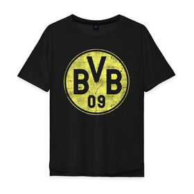 Мужская футболка хлопок Oversize с принтом Боруссия Дортмунд в Белгороде, 100% хлопок | свободный крой, круглый ворот, “спинка” длиннее передней части | 