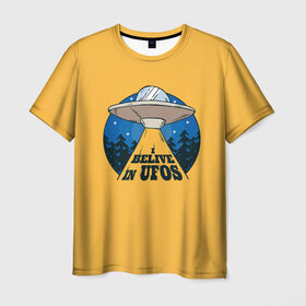 Мужская футболка 3D с принтом Я верю в НЛО в Белгороде, 100% полиэфир | прямой крой, круглый вырез горловины, длина до линии бедер | alien | ufo | инопланетяне | инопланетянин | нло | пришелец | пришельцы