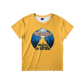 Детская футболка 3D с принтом Я верю в НЛО в Белгороде, 100% гипоаллергенный полиэфир | прямой крой, круглый вырез горловины, длина до линии бедер, чуть спущенное плечо, ткань немного тянется | alien | ufo | инопланетяне | инопланетянин | нло | пришелец | пришельцы