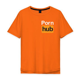 Мужская футболка хлопок Oversize с принтом Pornhub (логотип с боку) в Белгороде, 100% хлопок | свободный крой, круглый ворот, “спинка” длиннее передней части | brazzers | видео | любовь | хаб | чувства