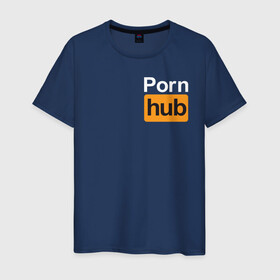 Мужская футболка хлопок с принтом Pornhub (логотип с боку) в Белгороде, 100% хлопок | прямой крой, круглый вырез горловины, длина до линии бедер, слегка спущенное плечо. | brazzers | видео | любовь | хаб | чувства