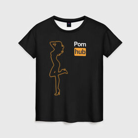 Женская футболка 3D с принтом Pornhub (neon girl) в Белгороде, 100% полиэфир ( синтетическое хлопкоподобное полотно) | прямой крой, круглый вырез горловины, длина до линии бедер | brazzers | видео | девушка | любовь | неон | свечение | силуэт | фигура | хаб | чувства