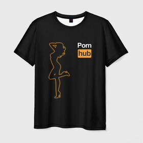 Мужская футболка 3D с принтом Pornhub (neon girl) в Белгороде, 100% полиэфир | прямой крой, круглый вырез горловины, длина до линии бедер | Тематика изображения на принте: brazzers | видео | девушка | любовь | неон | свечение | силуэт | фигура | хаб | чувства