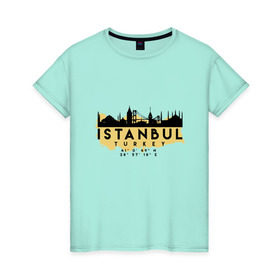 Женская футболка хлопок с принтом Стамбул - Турция в Белгороде, 100% хлопок | прямой крой, круглый вырез горловины, длина до линии бедер, слегка спущенное плечо | adventure | city | travel | turkey | world | город | государство | европа | жизнь | карта | культура | люди | мир | народ | памятни | партиот | планета | приключение | путешествие | спорт | ссср | стамбул | столица | страна