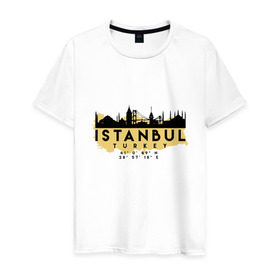 Мужская футболка хлопок с принтом Стамбул - Турция в Белгороде, 100% хлопок | прямой крой, круглый вырез горловины, длина до линии бедер, слегка спущенное плечо. | Тематика изображения на принте: adventure | city | travel | turkey | world | город | государство | европа | жизнь | карта | культура | люди | мир | народ | памятни | партиот | планета | приключение | путешествие | спорт | ссср | стамбул | столица | страна