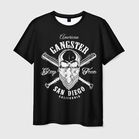 Мужская футболка 3D с принтом American gangster в Белгороде, 100% полиэфир | прямой крой, круглый вырез горловины, длина до линии бедер | american | califor | gangster | san diego | америка | американский | банда | бандана | бандит | бейсбольные | биты | гангстер | графика | иллюстрация | калифорния | картинка | мода | надпись | платок | рисунок