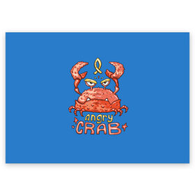 Поздравительная открытка с принтом Hungry crab в Белгороде, 100% бумага | плотность бумаги 280 г/м2, матовая, на обратной стороне линовка и место для марки
 | angry | crab | gloomy | hungry | ocean | red | sea | sign | stars | water | вода | голодный | графика | детский | звезды | злой | знак | иллюстрация | картинка | краб | красный | мода | море | морские | надпись | океан | рисунок | рыба