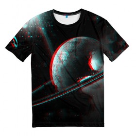 Мужская футболка 3D с принтом Cosmos Glitch в Белгороде, 100% полиэфир | прямой крой, круглый вырез горловины, длина до линии бедер | вселенная | глитч | звезды | земля | космос | плеяды | пространство