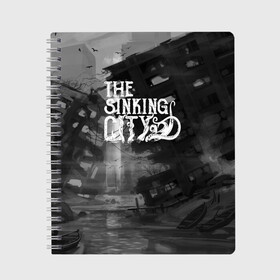 Тетрадь с принтом The Sinking City в Белгороде, 100% бумага | 48 листов, плотность листов — 60 г/м2, плотность картонной обложки — 250 г/м2. Листы скреплены сбоку удобной пружинной спиралью. Уголки страниц и обложки скругленные. Цвет линий — светло-серый
 | 2019 | frogwares | game | logo | sinking | the sinking city | wallpeper | игра | ктулху | лавкрафт | тонущий город