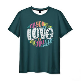 Мужская футболка 3D с принтом All You Need is Love в Белгороде, 100% полиэфир | прямой крой, круглый вырез горловины, длина до линии бедер | all you need is love | beatles | love | битлс | всё что нужно | надпись | рок