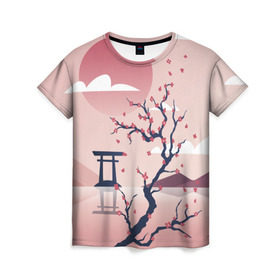 Женская футболка 3D с принтом Японский мотив в Белгороде, 100% полиэфир ( синтетическое хлопкоподобное полотно) | прямой крой, круглый вырез горловины, длина до линии бедер | 23 | 8 | азия | вип | вишня | горы | дерево | дизайн | мода | небо | новинка | новый год | подарок | сакура | солнце | стритвир | топ | тренд | цветок | япония